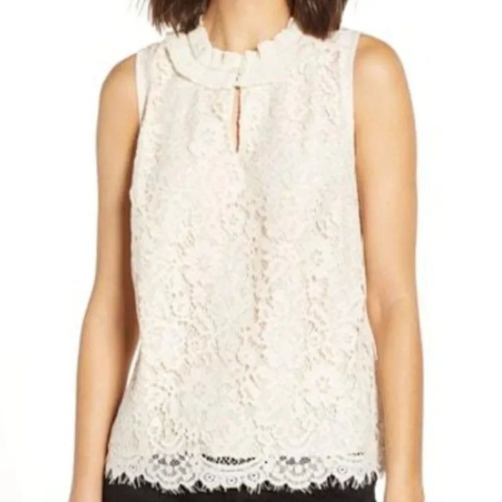 J. Crew Ruffle Neck Lace Tank Top Sz PXS